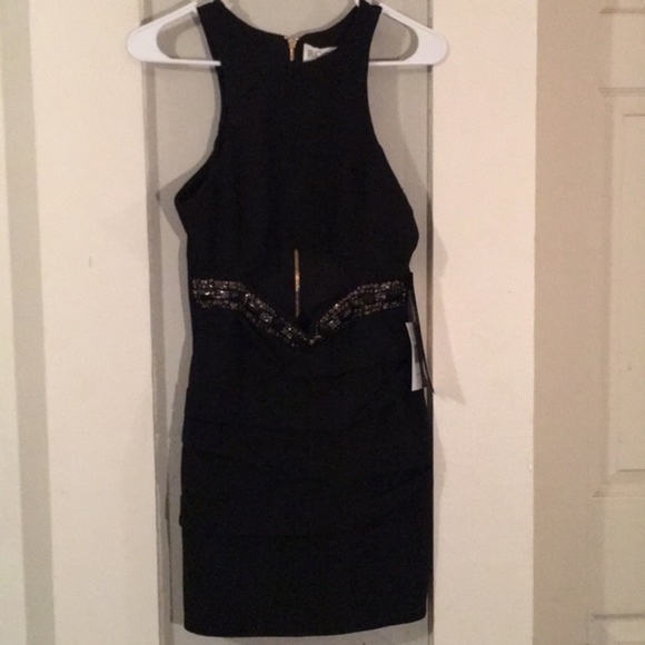 Roberta Bridal Dresses & Skirts - Black Jeweled Short Bandage Dress w/ Front Cutout